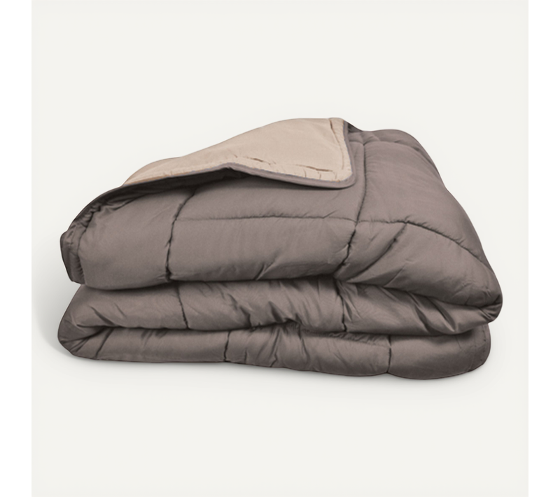 Couette Légère Réversible Bicolore En Microfibre 200 Gr/m² - 240x260 Cm - Taupe