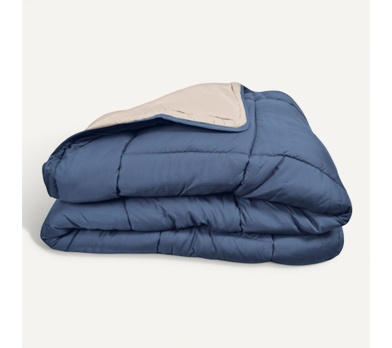 Couette Légère Réversible Bicolore En Microfibre 200 Gr/m² - 220x240 Cm - Bleu Pétrole