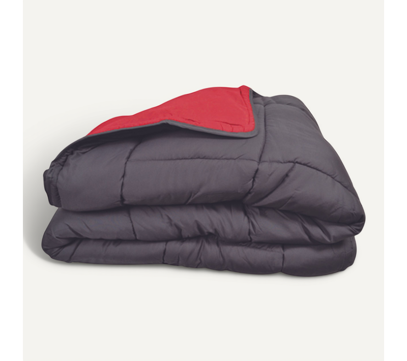 Couette Chaude Microfibre Bicolore 400 Gr/m2 - 220x240 Cm - Rouge