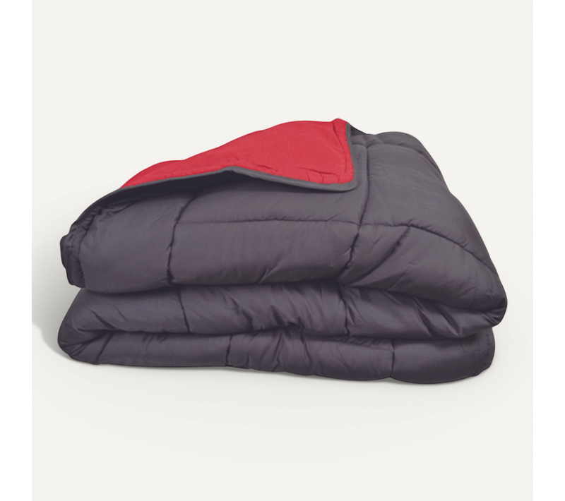 Couette Chaude Microfibre Bicolore 400 Gr/m2 - 140x200 Cm - Rouge