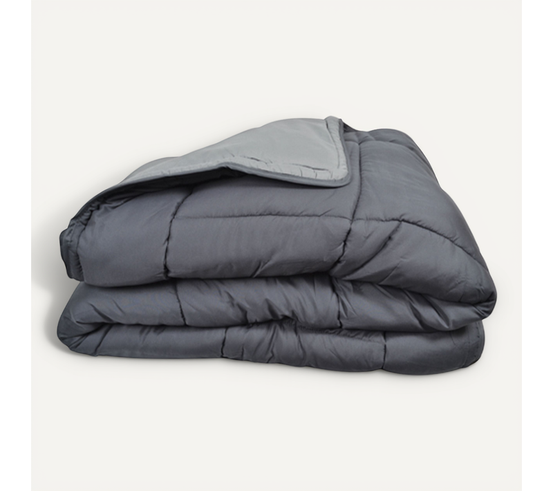 Couette Chaude Microfibre Bicolore 400 Gr/m2 - 220x240 Cm - Argent