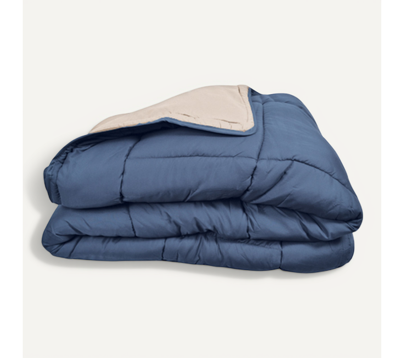 Couette Chaude Microfibre Bicolore 400 Gr/m2 - 220x240 Cm - Bleu Pétrole