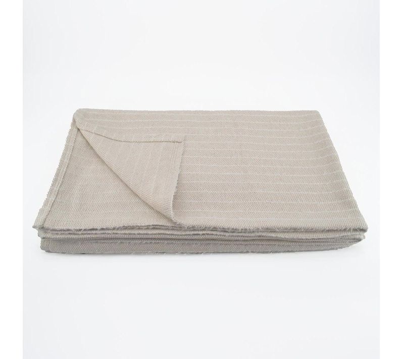 Plaid Tissé Etretat Naturel 120 X 180 Cm Beige