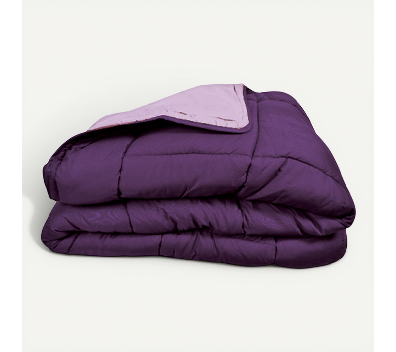 Couette Chaude Microfibre Bicolore 400 Gr/m2 - 220x240 Cm - Violet Parme