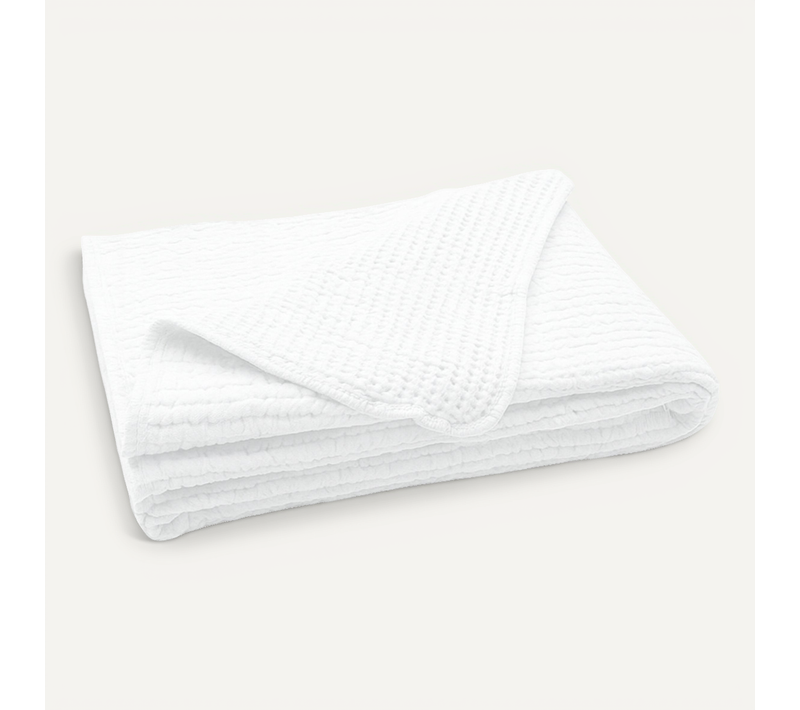 Dessus De Lit Réversible En Coton Nid D'abeille - 180x250 Cm - Blanc