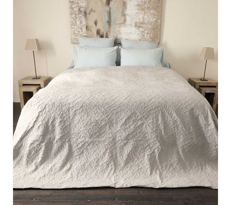 Dessus De Lit Charente Perle 270 X 250 Cm Gris Clair