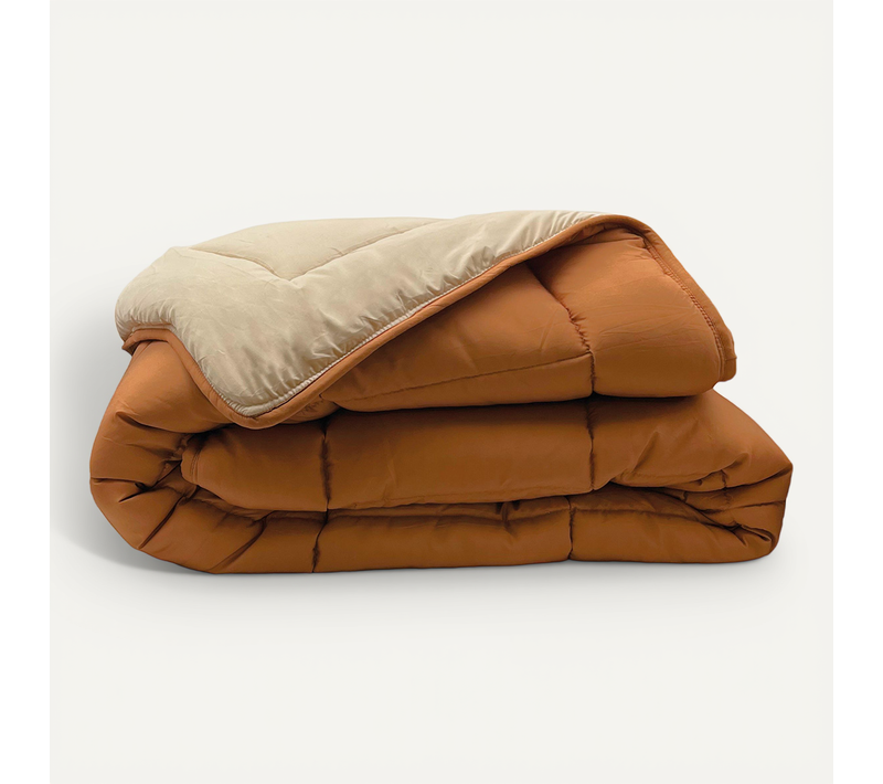 Couette Chaude Microfibre Bicolore 400 Gr/m2 - 200x200 Cm - Cuivre