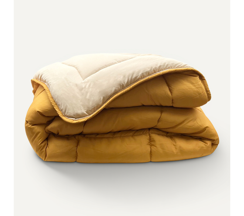 Couette Chaude Microfibre Bicolore 400 Gr/m2 - 240x260 Cm - Jaune