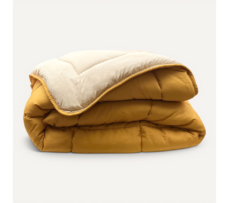 Couette Chaude Microfibre Bicolore 400 Gr/m2 - 220x240 Cm - Jaune
