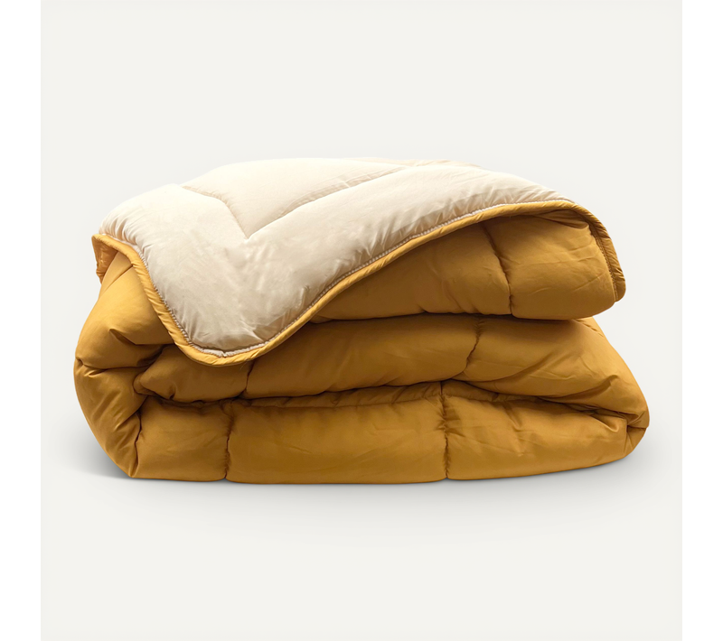 Couette Légère Réversible Bicolore En Microfibre 200 Gr/m² - 140x200 Cm - Jaune