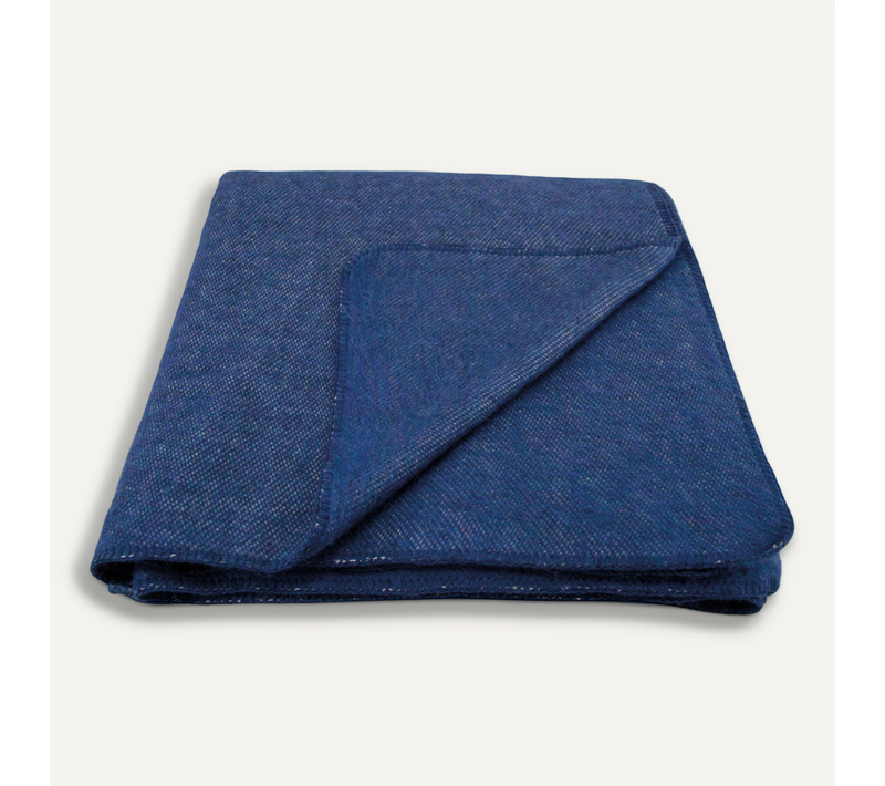 Couverture Chaude Laine Et Mohair - 120x180 Cm - Bleu Foncé