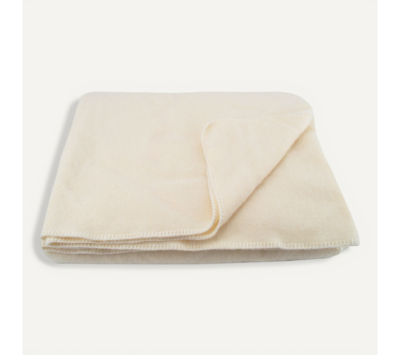 Plaid Ou Couverture Chaude Laine Et Mohair - 240x260 Cm - Naturel