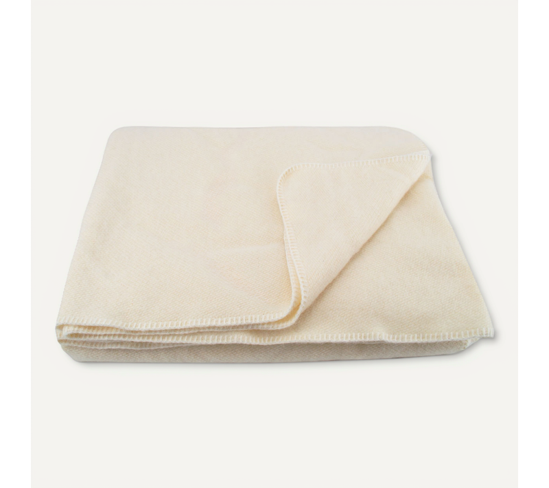 Plaid Ou Couverture Chaude Laine Et Mohair - 180x240 Cm - Naturel