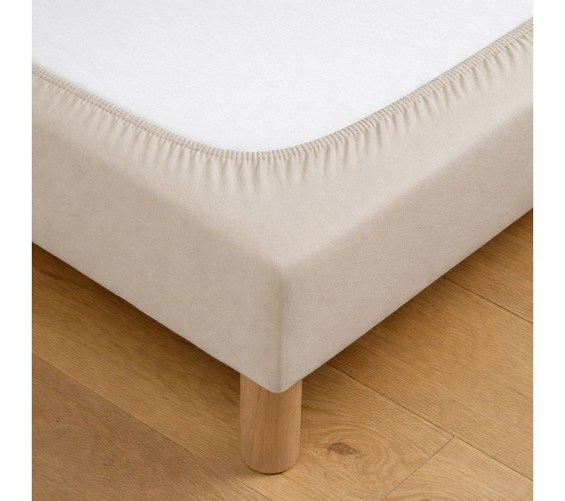 Cache Sommier Jersey Coton Extensible - 160x200 Cm - Beige