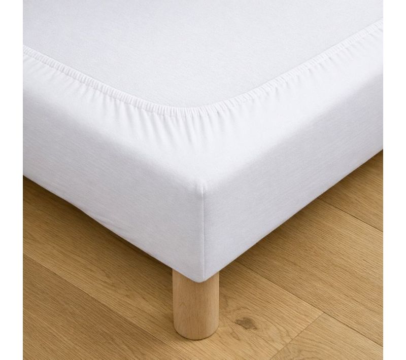 Cache Sommier Jersey Coton Extensible - 160x200 Cm - Blanc
