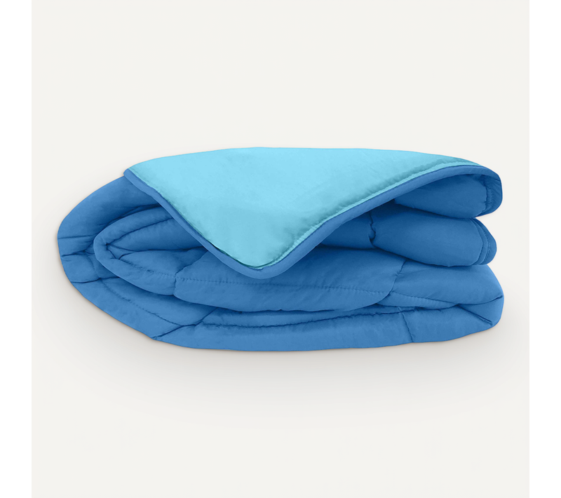 Couette Chaude Microfibre Bicolore 400 Gr/m2 - 220x240 Cm - Bleu Azur