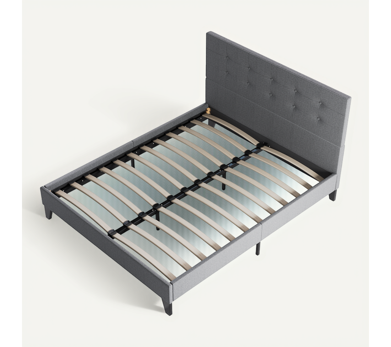 Lit 120x190 Cm Avec Tête De Lit Tissu Gris