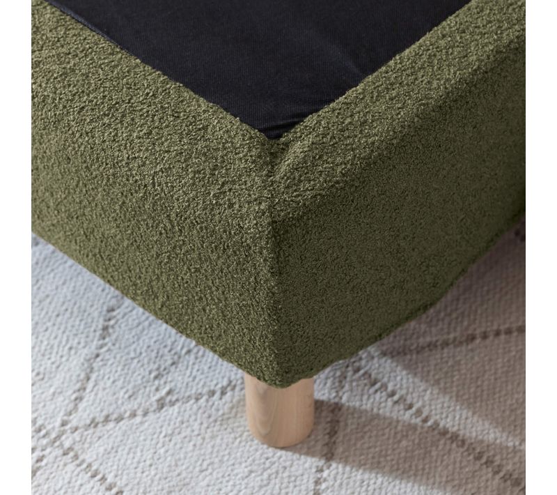 Cache-sommier Bouclette Intégral Kaki 90x190 Cm