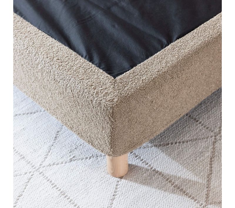 Cache-sommier Bouclette Intégral Beige 140x190 Cm