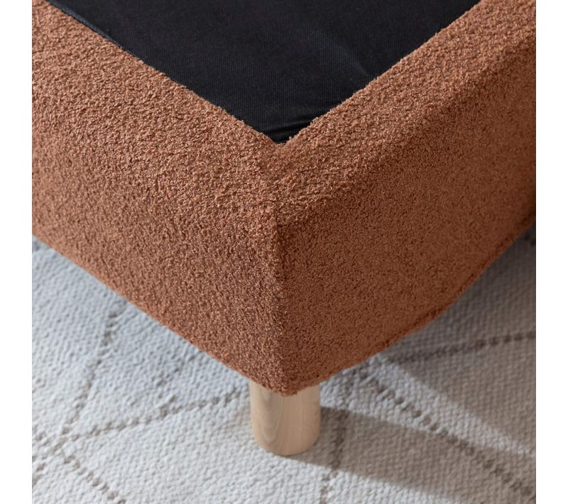 Cache-sommier Bouclette Intégral Terracotta 180x200 Cm