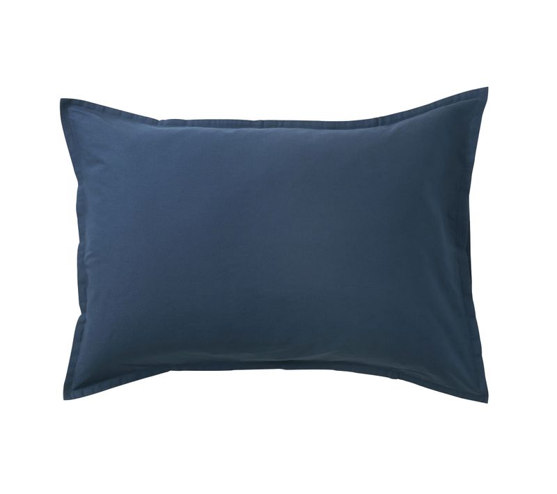 Taie D'oreiller Coton Lavé Marine 50x70 Cm
