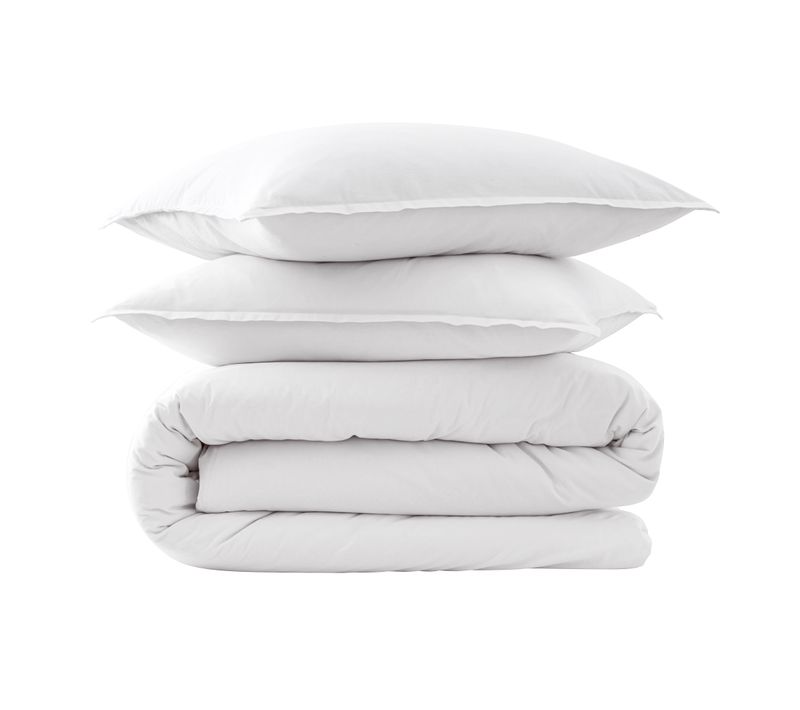 Parure De Lit Coton Lavé Blanc 260x240 Cm