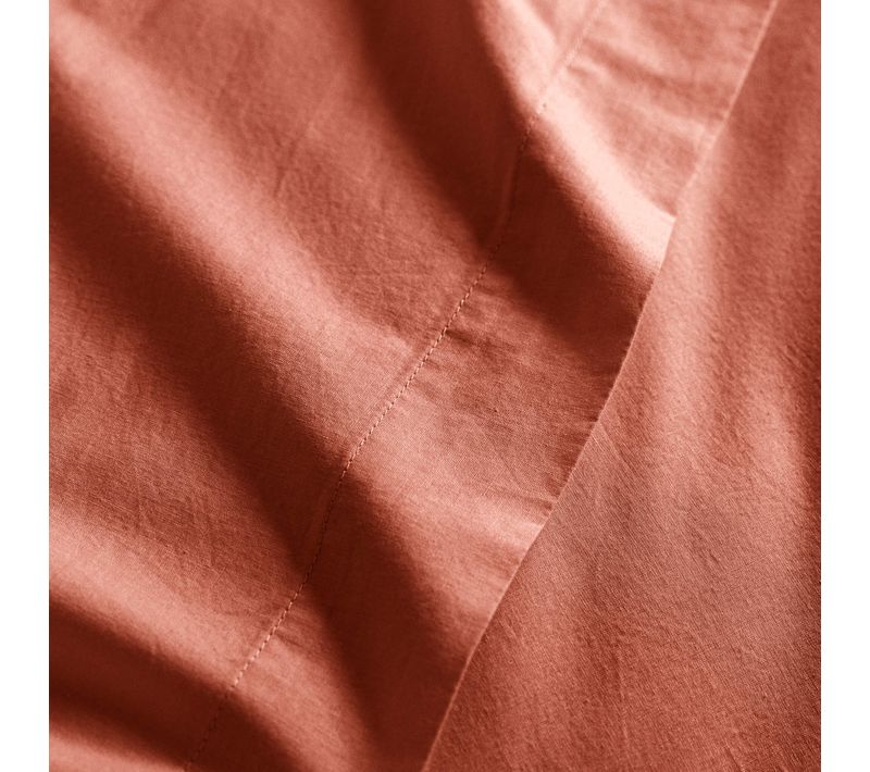 Drap Housse Coton Lavé Bonnet 30 Cm Terracotta 70x190 Cm