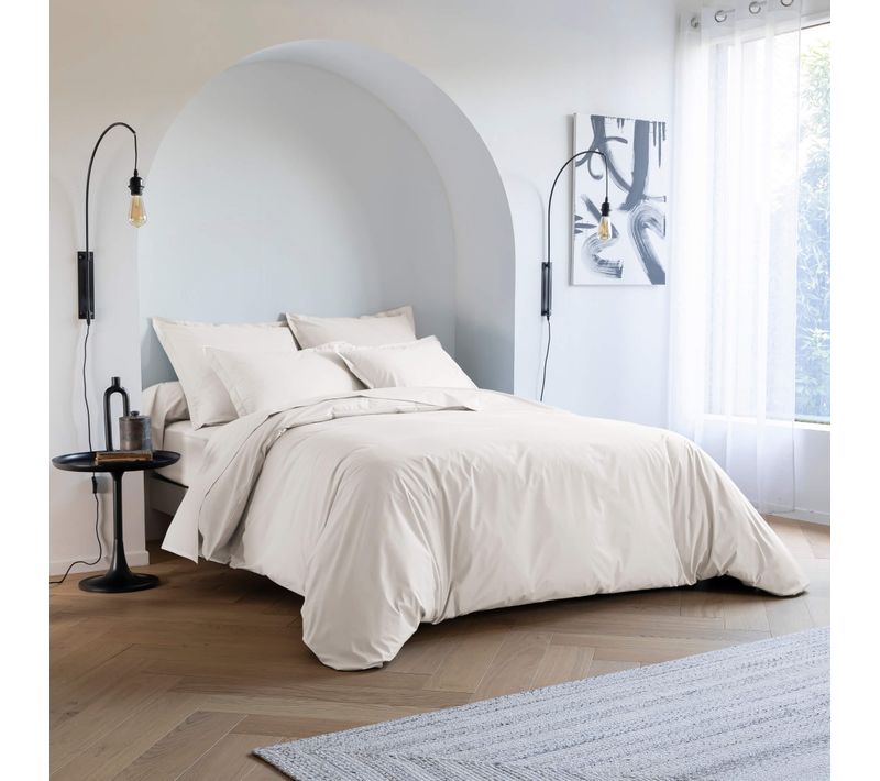 Housse De Couette Coton Percale Blanc 240x220 Cm