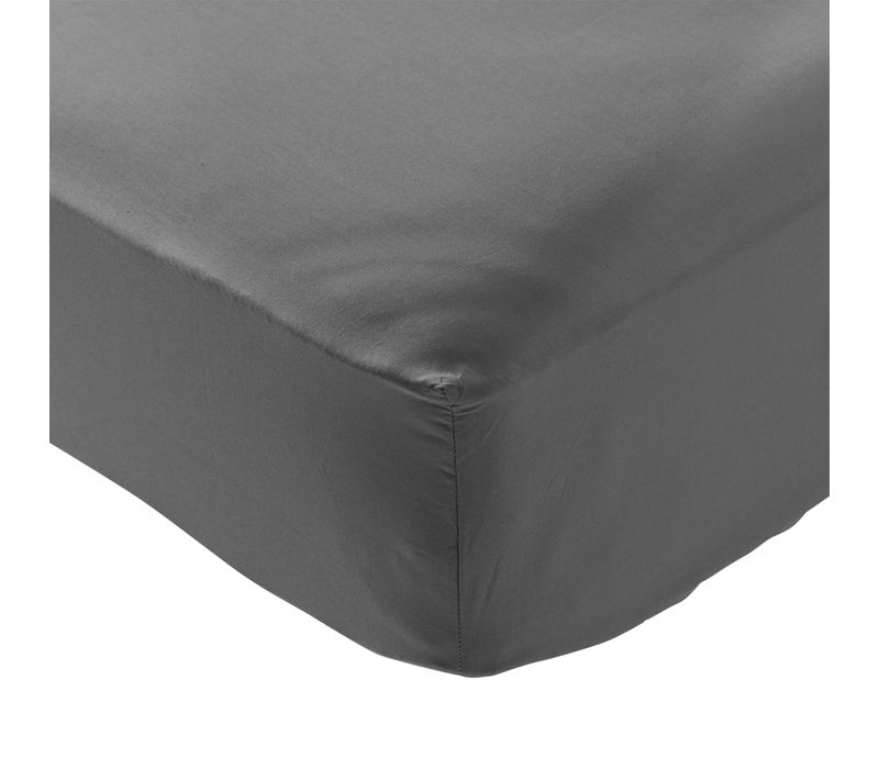 Drap Housse Coton Percale Anthracite Bonnet 30 Cm 90x190 Cm