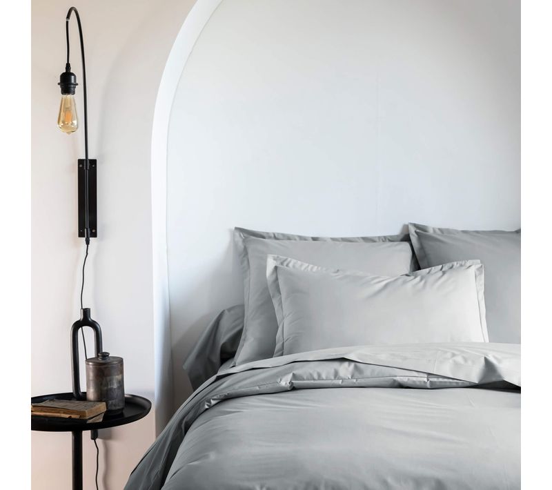 Taie D'oreiller Coton Percale Gris 65x65 Cm