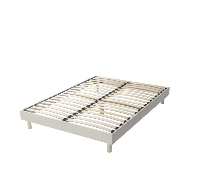 Sommier Kit En Bois Massif 13 Cm Blanc Cassé 180x200