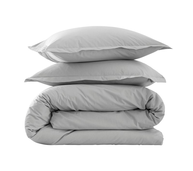 Parure De Lit Coton Percale Gris 260x240 Cm