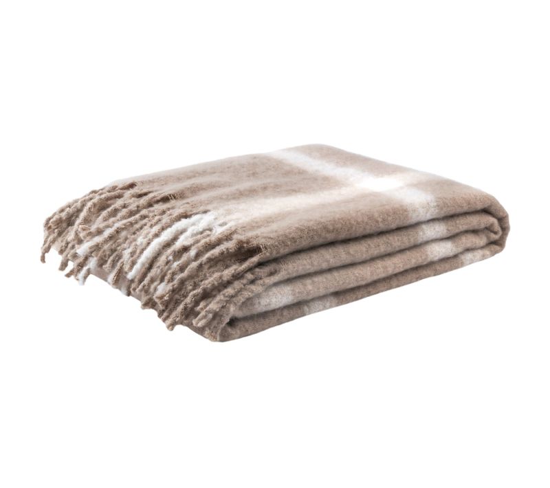 Plaid à Carreaux Taupe 130x170 Cm