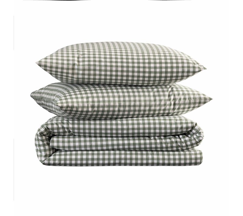Parure De Lit Vichy Vert D'eau 200x200 Cm