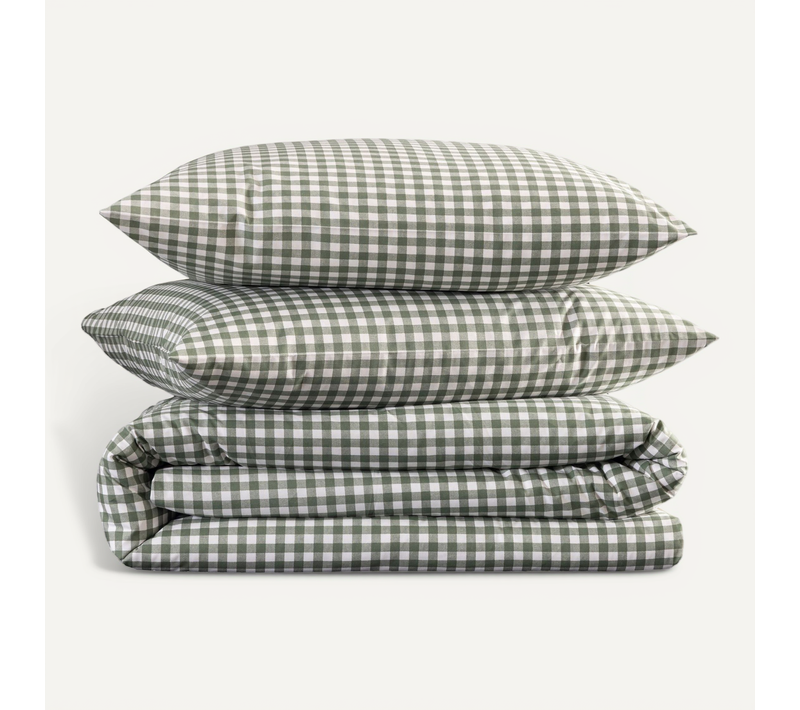 Parure De Lit Vichy Vert D'eau 240x220 Cm