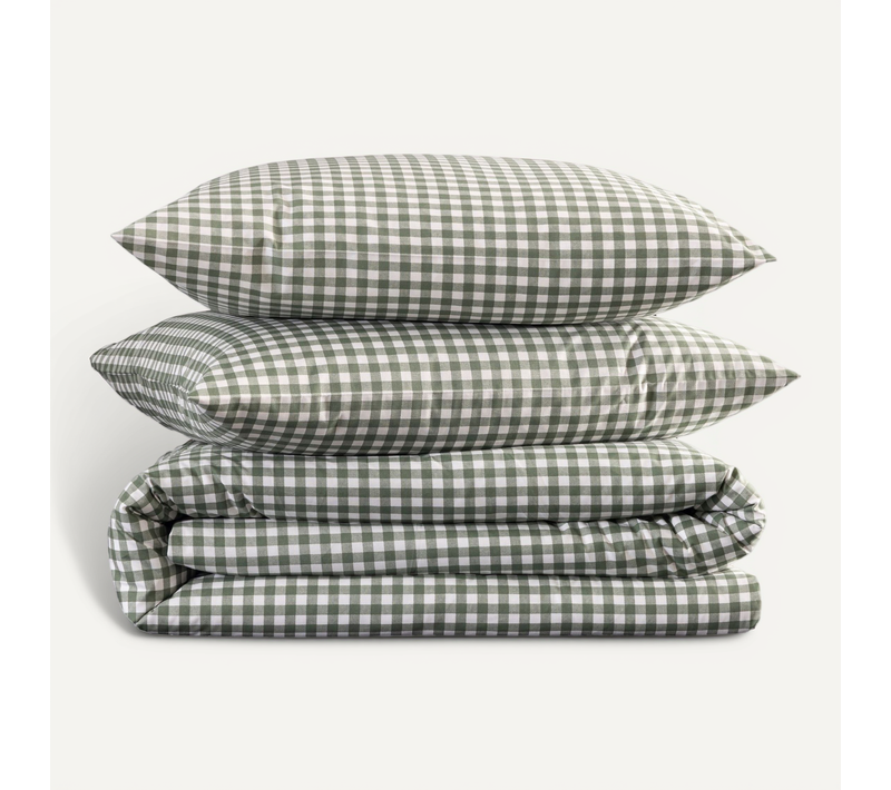 Parure De Lit Vichy Vert D'eau 260x240 Cm