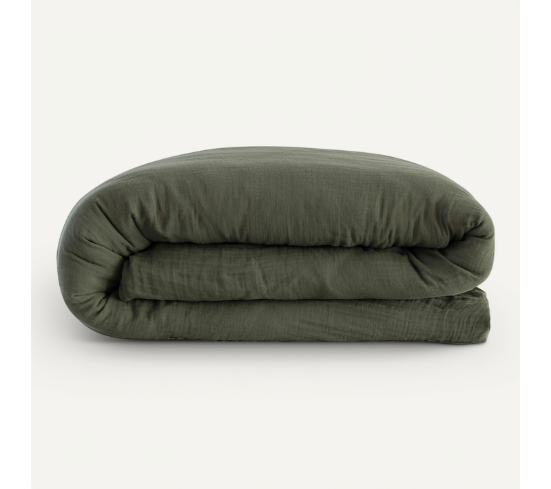 Housse De Couette Gaze De Coton Noa Kaki 200x200 Cm