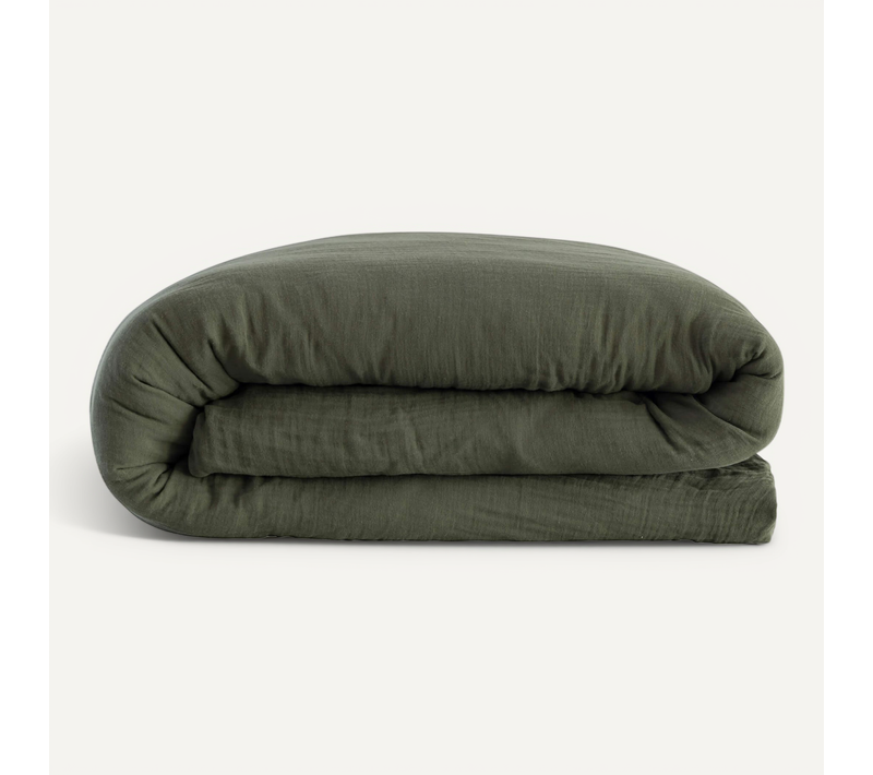 Housse De Couette Gaze De Coton Noa Kaki 240x220 Cm