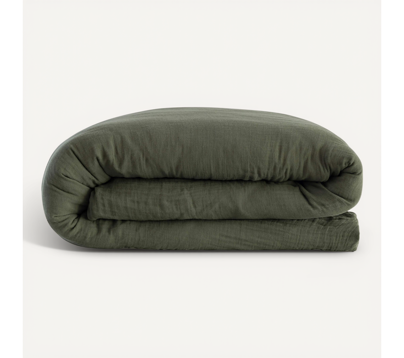 Housse De Couette Gaze De Coton Noa Kaki 260x240 Cm
