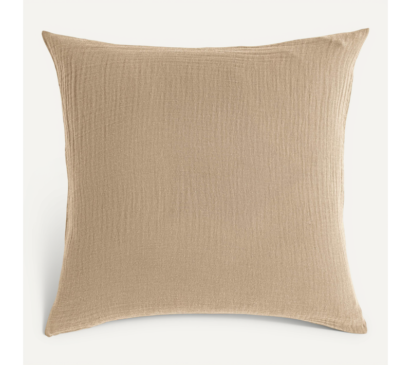 Taie D'oreiller Gaze De Coton Noa Beige 63x63 Cm