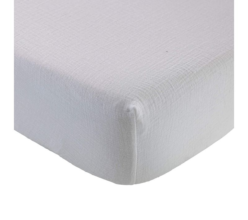 Drap Housse Gaze De Coton Noa Blanc 160x200 Cm