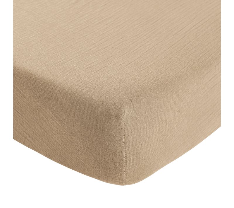Drap Housse Bébé Gaze De Coton Noa Beige 60x120 Cm