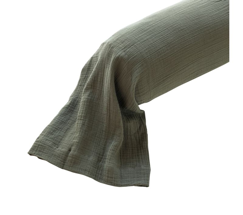 Taie De Traversin Gaze De Coton Noa Kaki 43x165 Cm