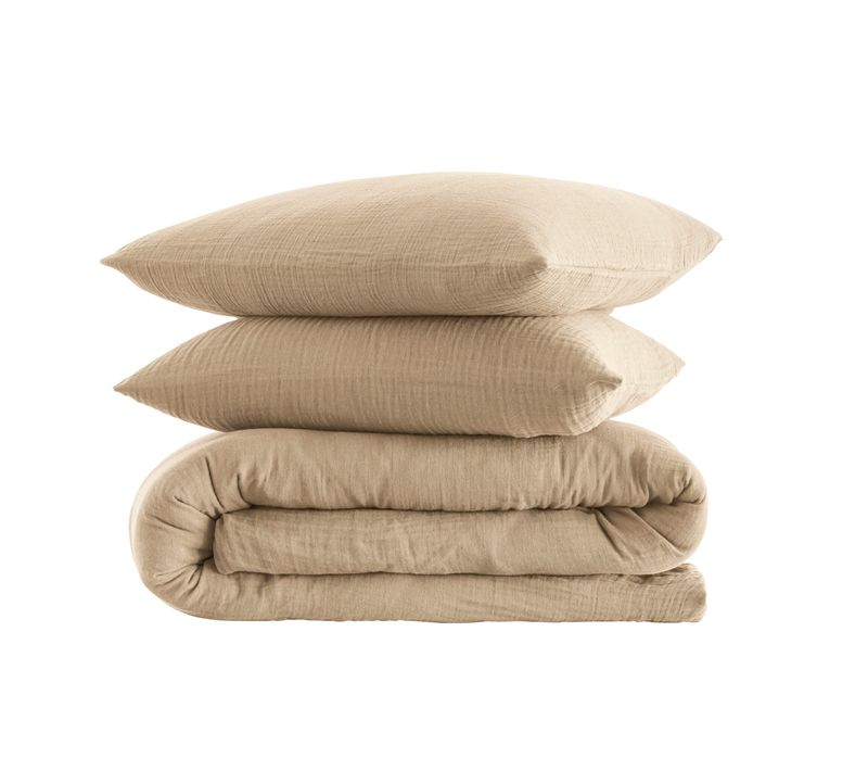 Parure De Lit Gaze De Coton Noa Beige 260x240 Cm