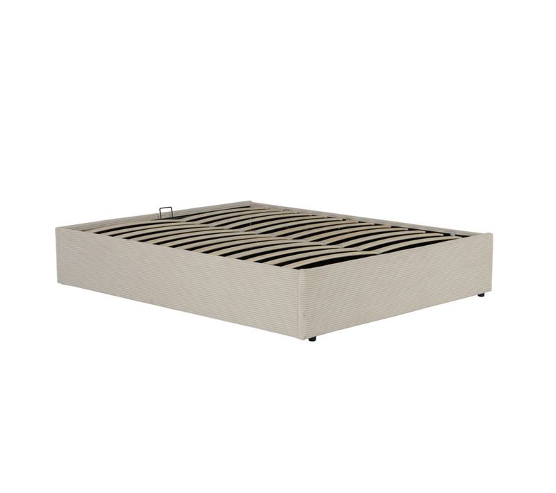 Lit Coffre En Velours Côtelé Grosses Côtes Écru 160x200