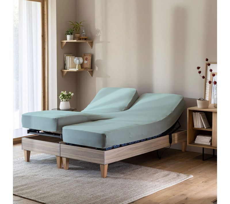 Drap Housse Jersey Tpr Pour Sommier Articulé Céladon 2x70x190