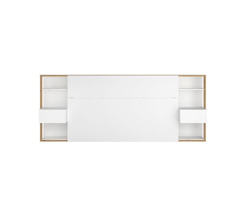 Tête De Lit Avec Étagères Et Chevets Blanc
