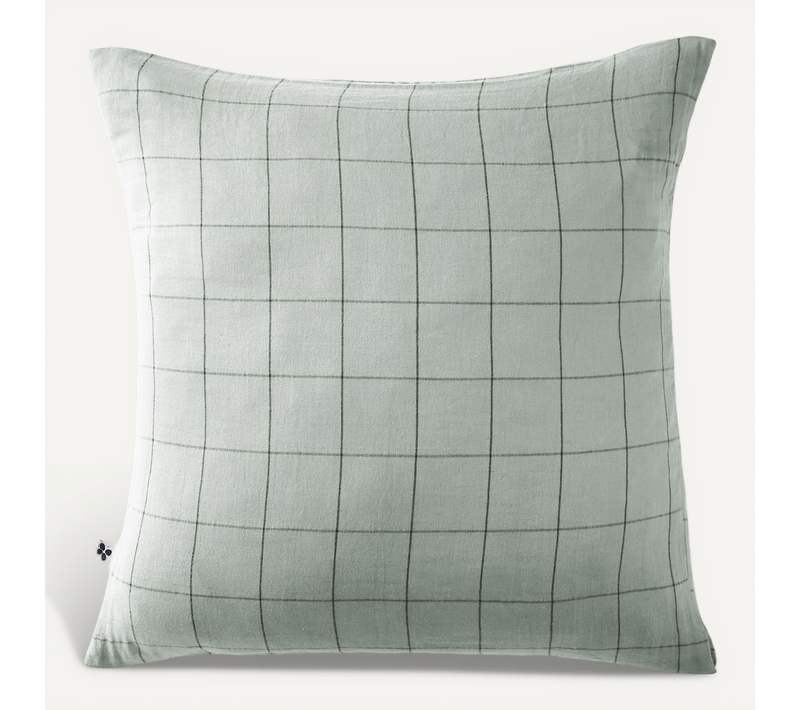 Taie D'oreiller Gaze De Coton Gaïa Match Eucalyptus 60x60 Cm