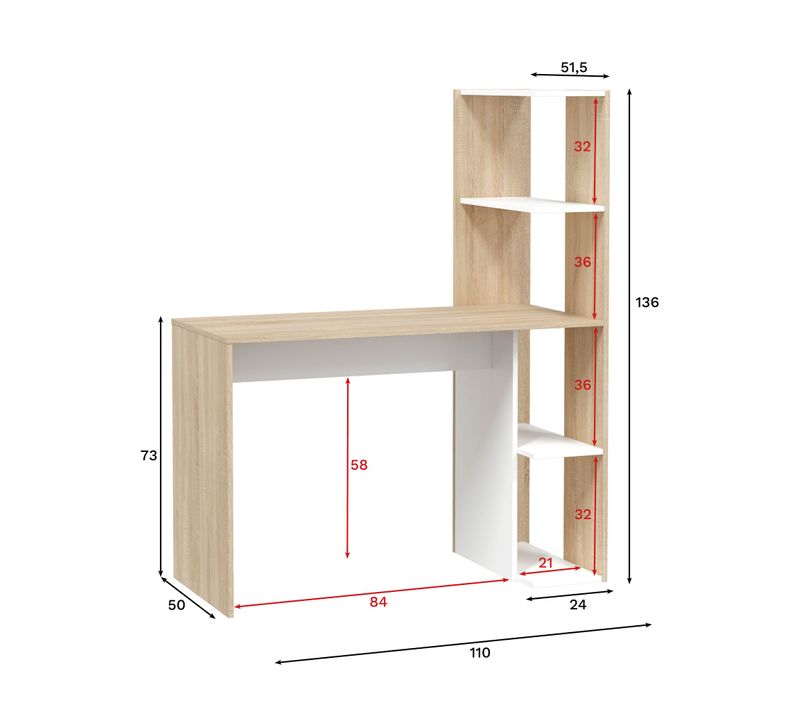 Bureau Réversible Avec étagères Bois Clair