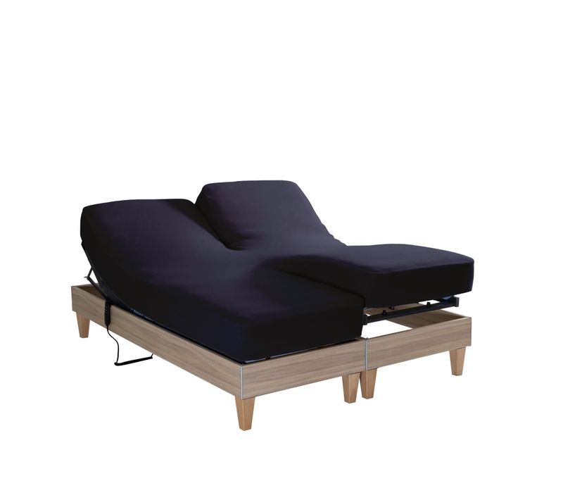 Drap Housse Jersey Tpr Pour Sommier Articulé 2x70x190 Bleu Marine